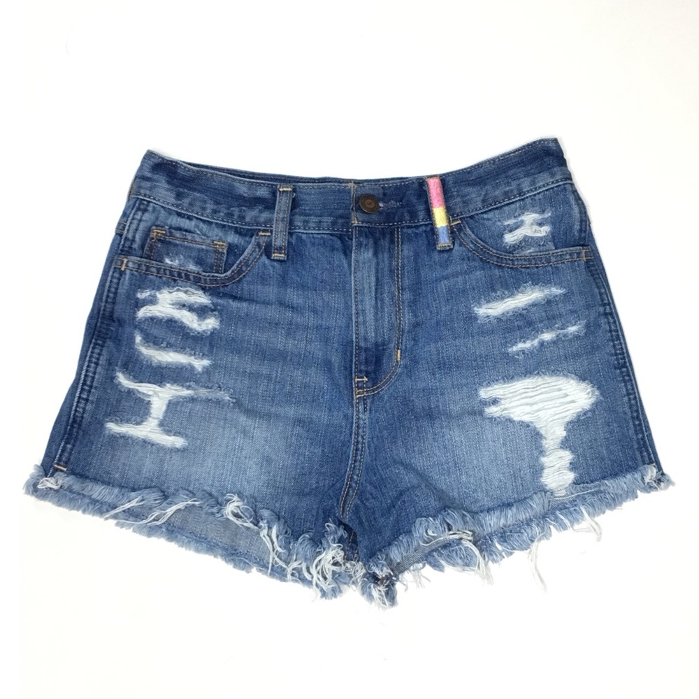 Hollister Distressed Frayed Jean Shorts Size 26
